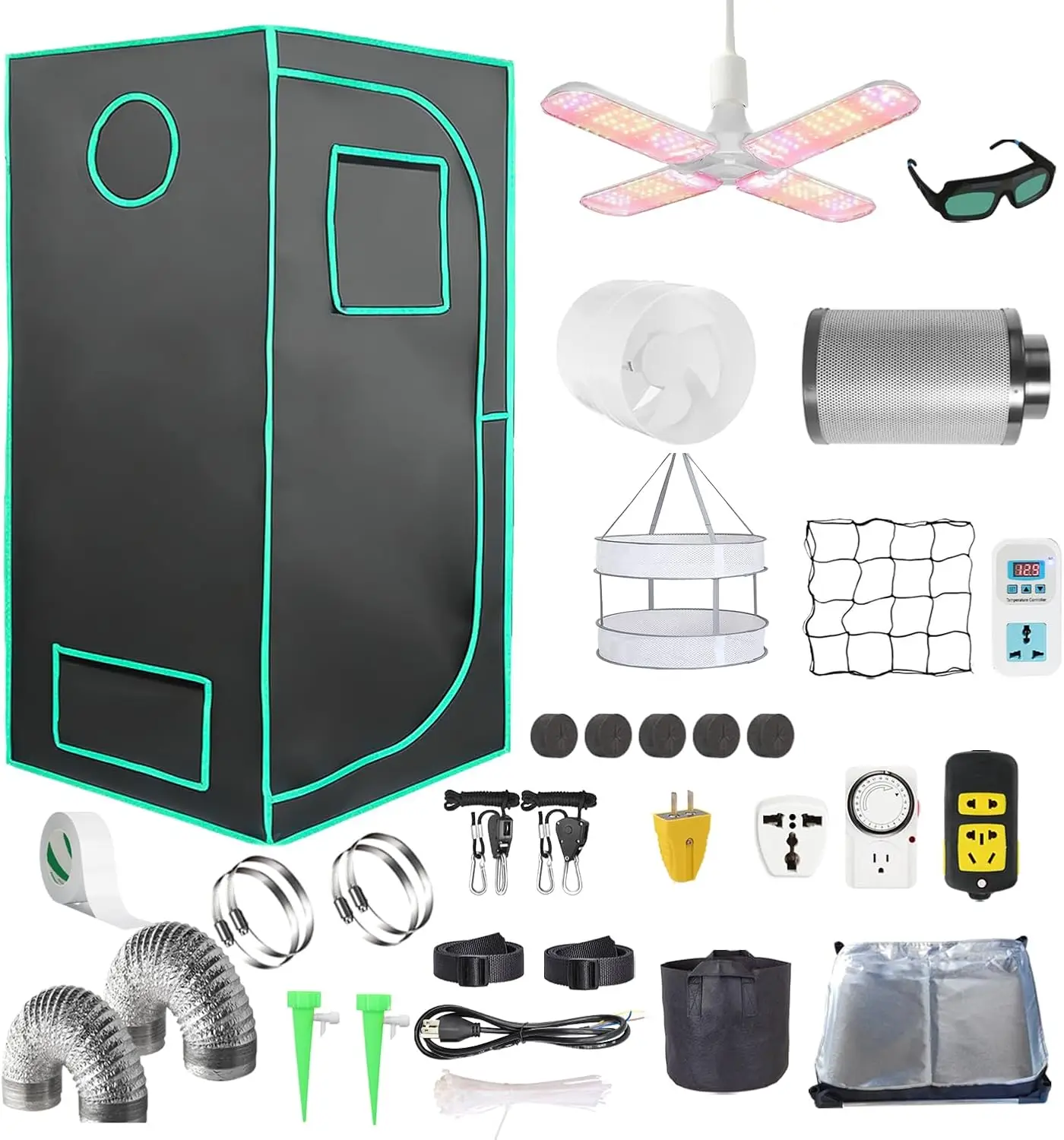 Grow Tent Complete Kit - Komple Sistem Yüksek Yansıtıcılı Mylar Kapalı