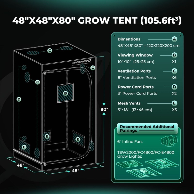 480W 4x4ft 120x120cm FC4800 EV - Grow Tent Complete Kit incelemesi ve fiyatı